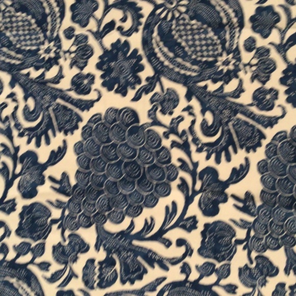 P Kaufman Pomegranate Blue and Cream Designer Fabric Remant - Picture 3 of 5